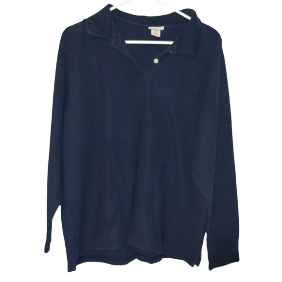 LL Bean 1X Long Sleeve Polo Style Top - Picture 1 of 5